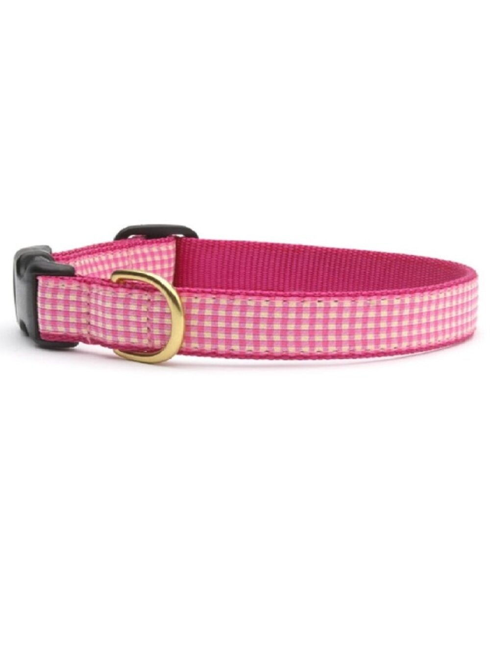Size Small Preppy Pink Gingham Pet Dog Collar by Up Country